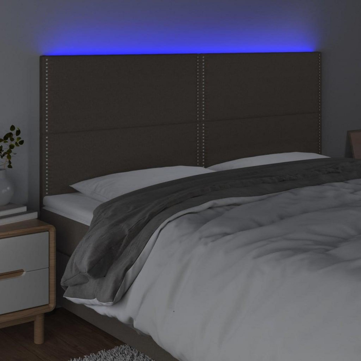 VIDAXL Tete de lit a LED Taupe 200x5x118/128 cm Tissu