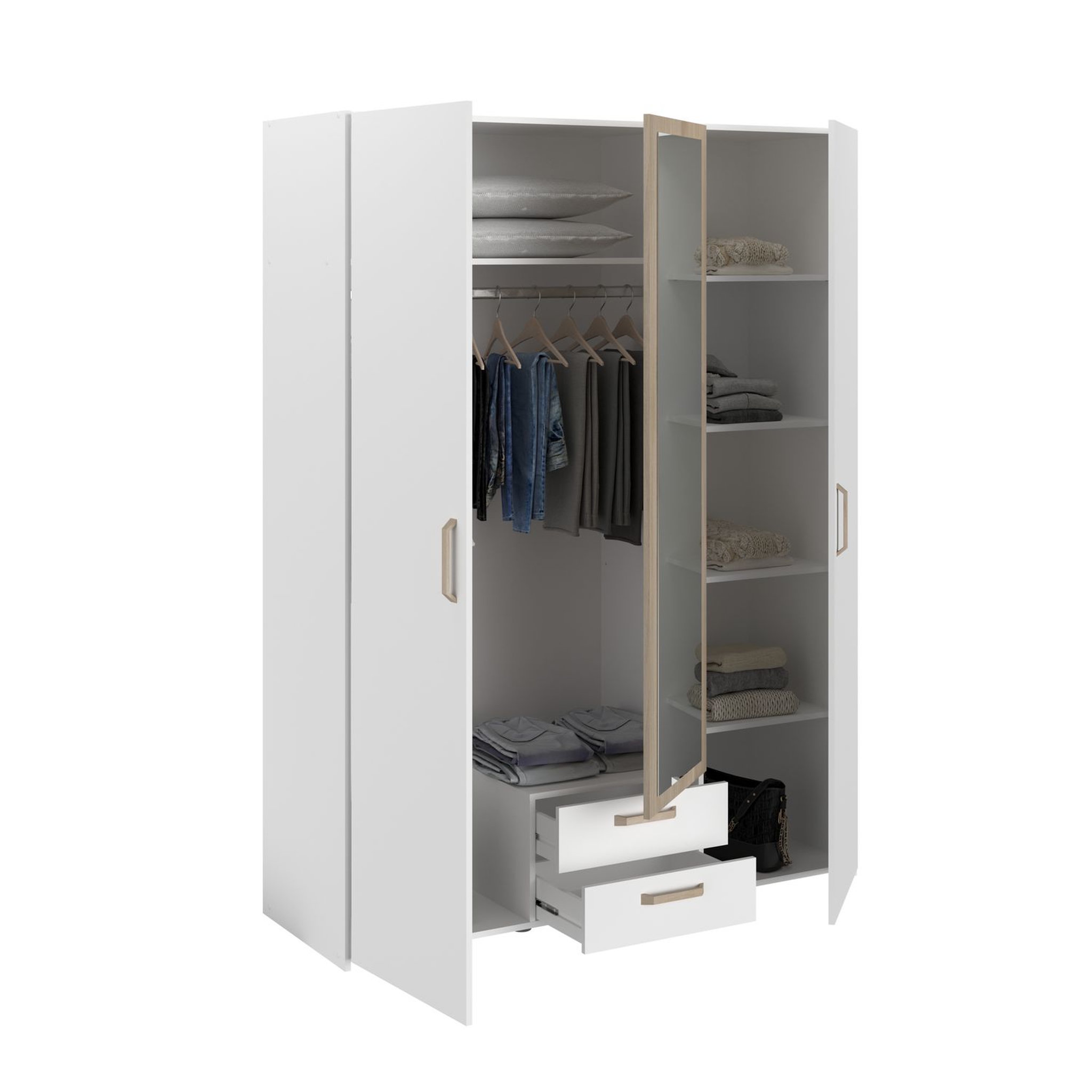 Voir la diapositive 2 : Armoire 3 portes 1 miroir 2 tiroirs SANDRINE