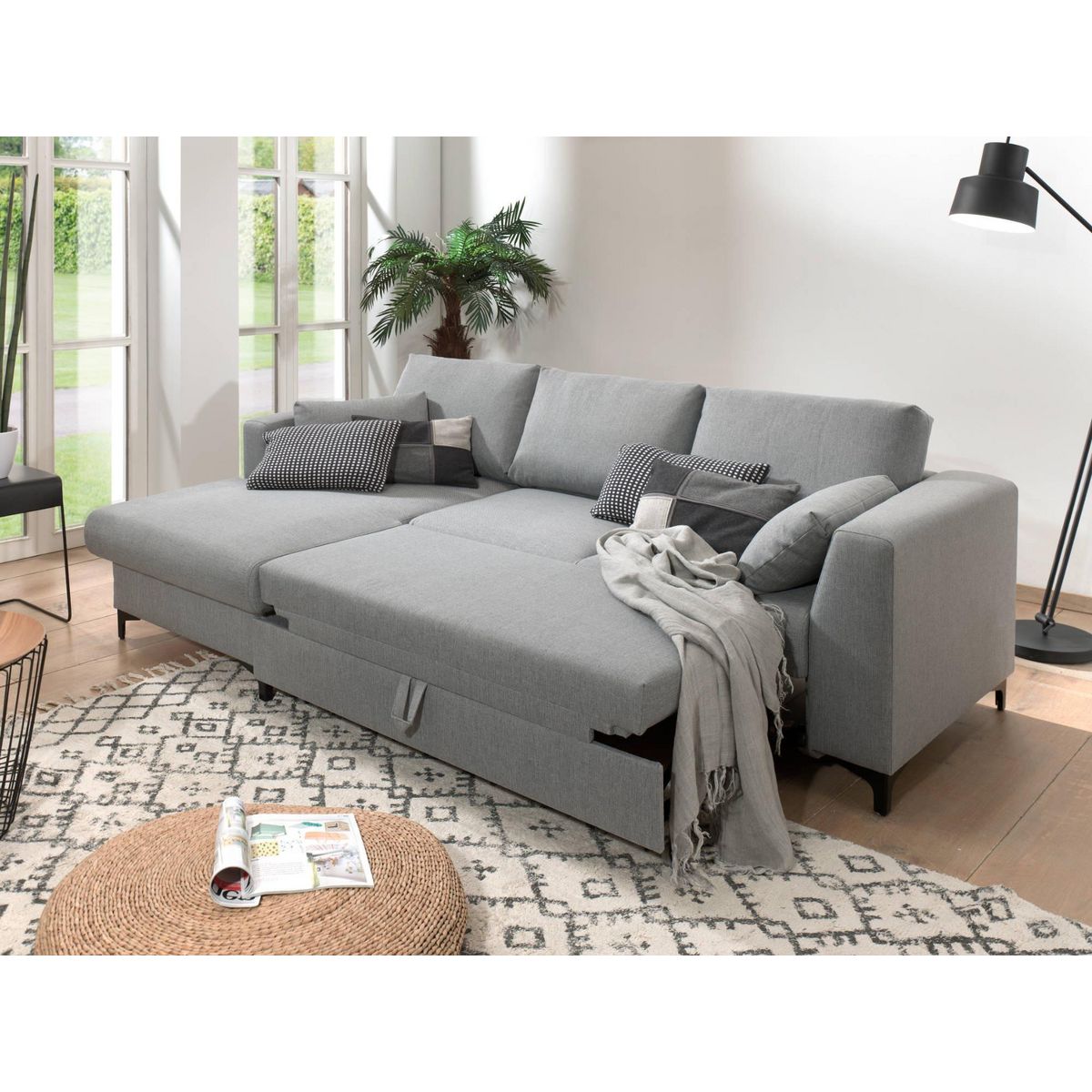 LISA DESIGN Tala - canapé d'angle gauche - convertible avec coffre - 4 places - en tissu