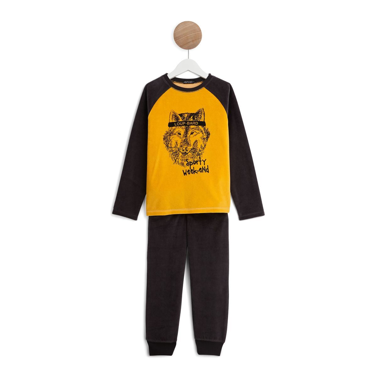 IN EXTENSO Ensemble pyjama velours loup garçon