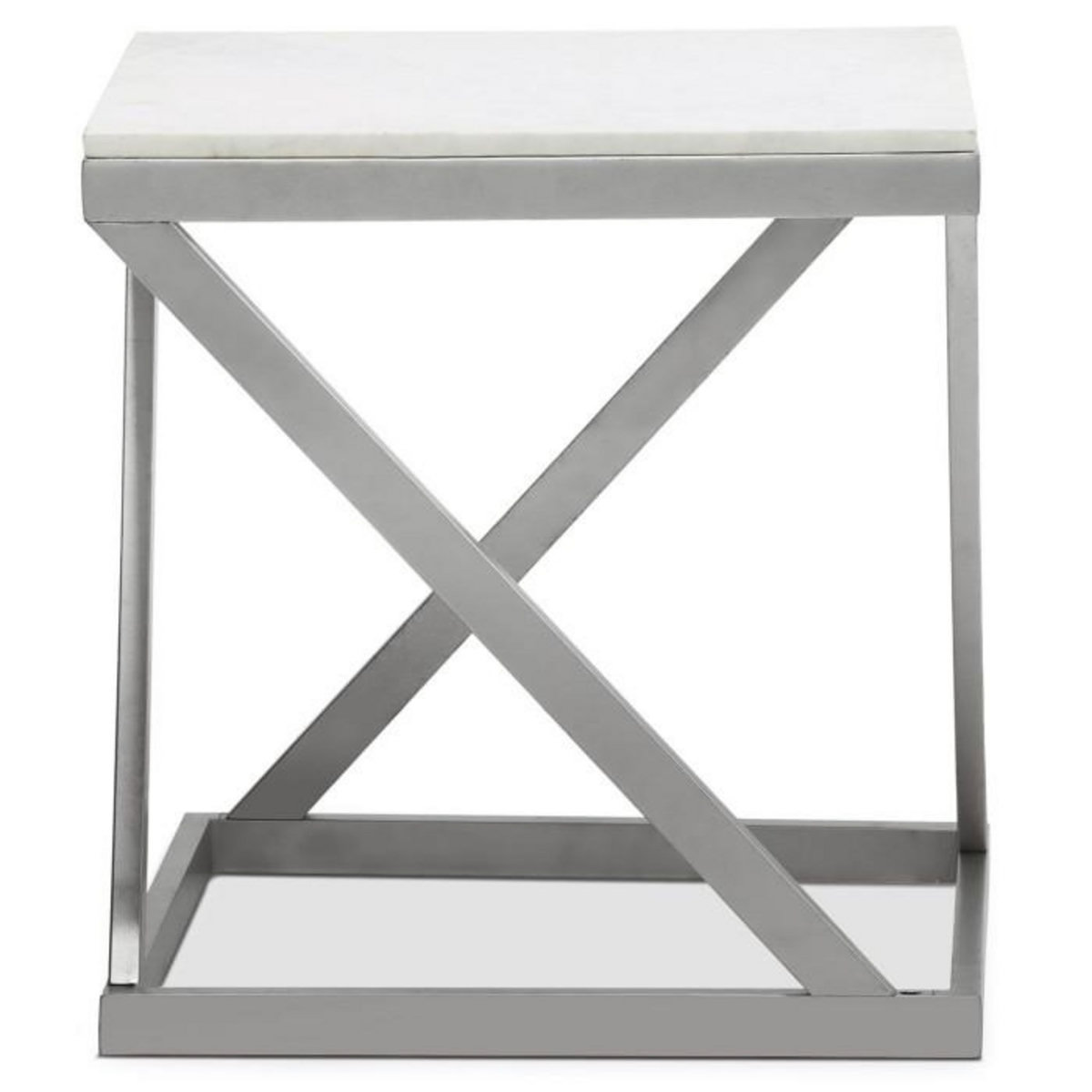 Paris Prix Table d'Appoint Design  Palamo  57cm Argent & Blanc