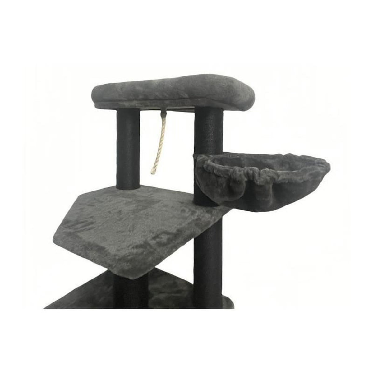 GENERIQUE GUILY Arbre a chat gris foncé- 50 x 50 x 141 cm - Gris foncé - 2 plateformes, 1 perchoir, 1 cabane, 1 rampe, 1 tunnel