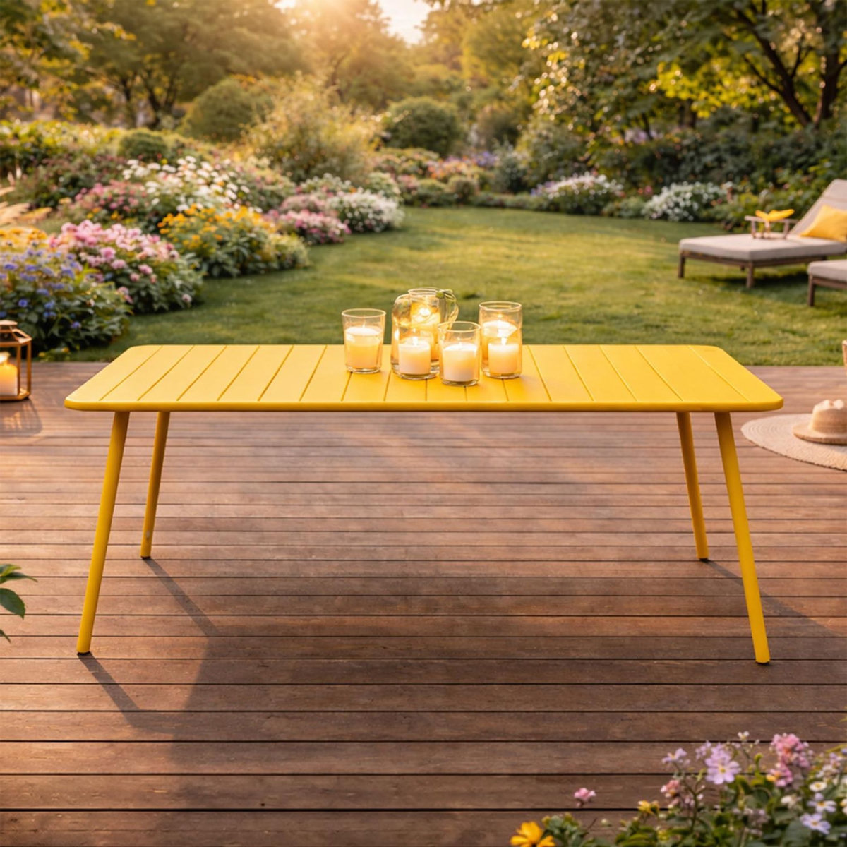 CONCEPT USINE Table de jardin 4 à 6 places 120cm jaune BERGAME