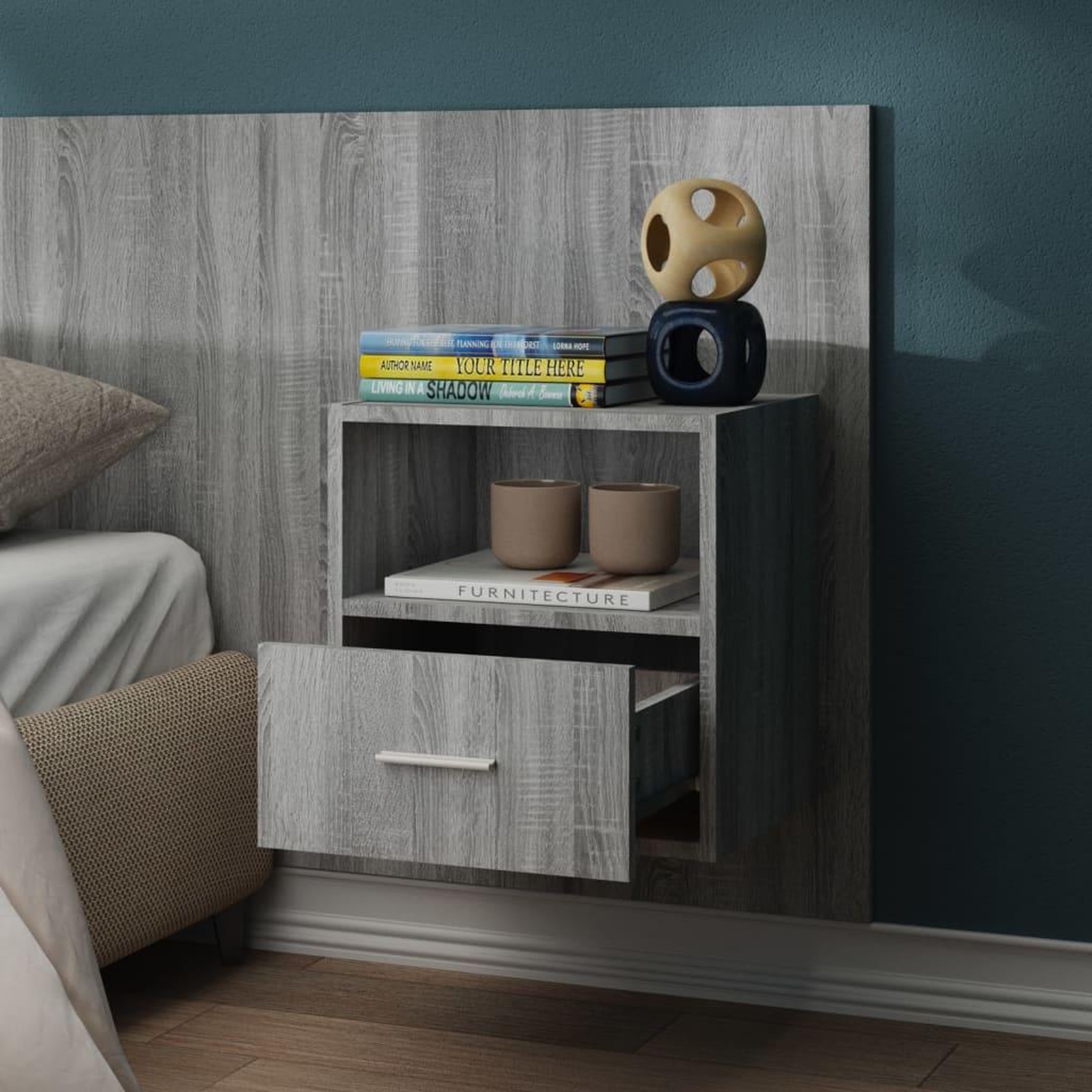 Voir la diapositive 4 : VIDAXL Tables de chevet murales 2 pcs Sonoma gris