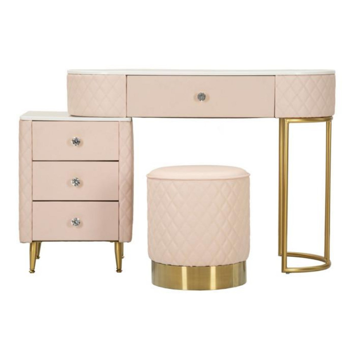 Paris Prix Coiffeuse Avec Pouf Effet Marbre  Sharon  120 Rose & Or