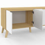 Voir la diapositive 6 : ID MARKET Buffet bas scandinave 140 cm FINN  4 portes blanc et bois façon hêtre