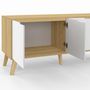 Voir la diapositive 6 : ID MARKET Buffet bas scandinave 140 cm FINN  4 portes blanc et bois façon hêtre