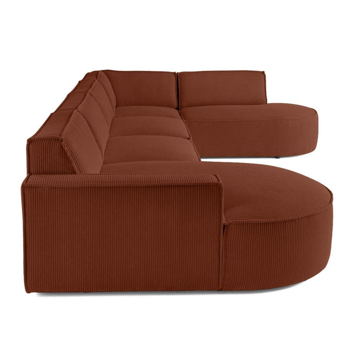 LISA DESIGN Spiaggia - canapé panoramique d'angle droit - 7 places - en velours côtelé