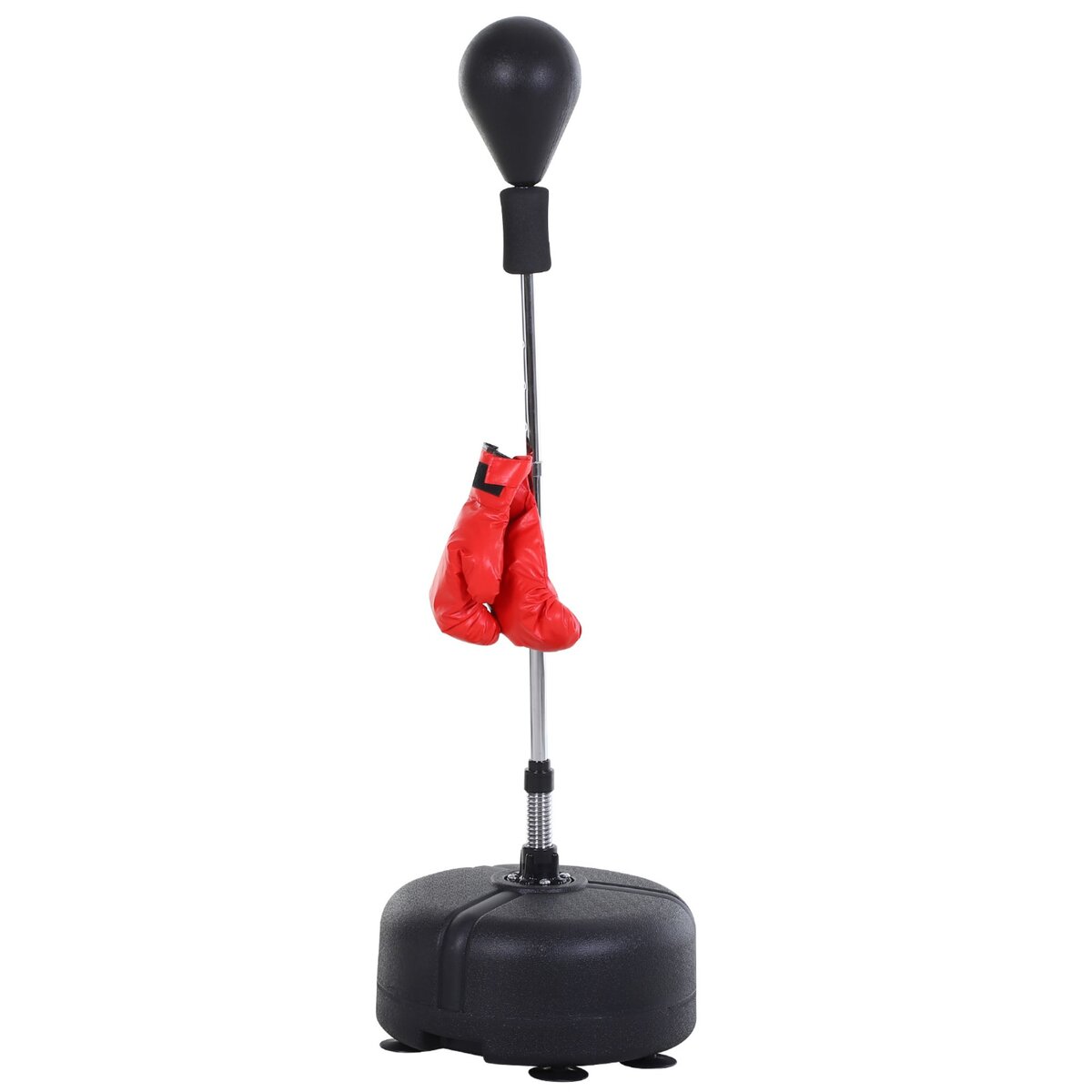 HOMCOM Punching ball sur pied réglable en hauteur 136-154 cm avec gants et  base de lestage à ventouses noir pas cher 