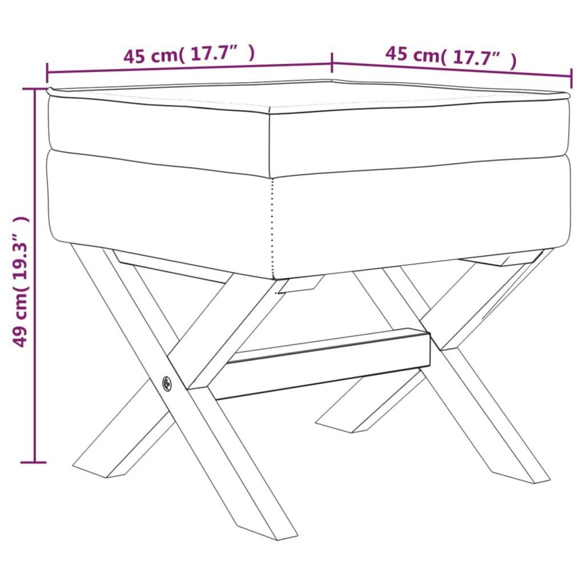 VIDAXL Tabouret de rangement 45x45x49 cm lin