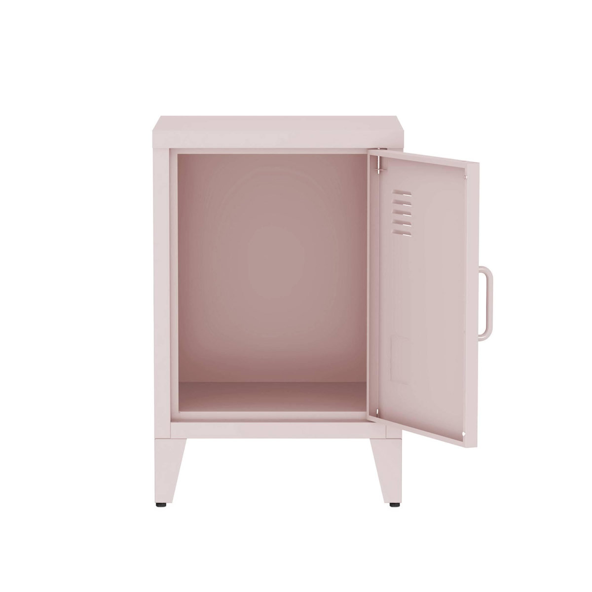 SWEEEK Table de chevet en acier rose. 1 porte. casier. chambre enfant