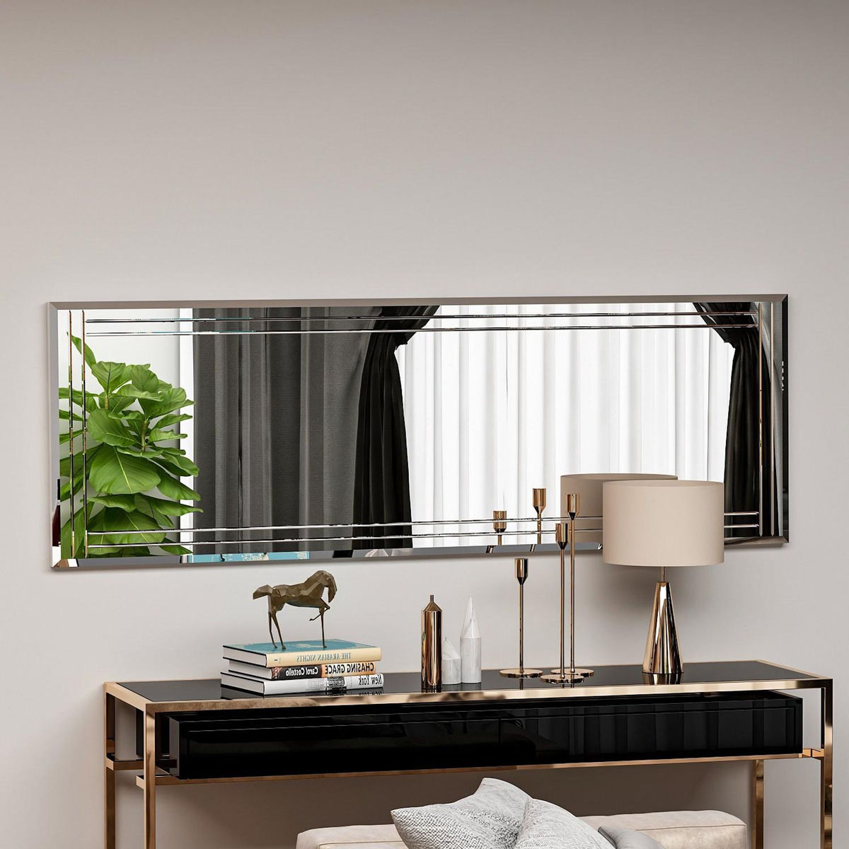 Habitat et Jardin Miroir en bois  Buhem  - 40 x 120 cm - Blanc