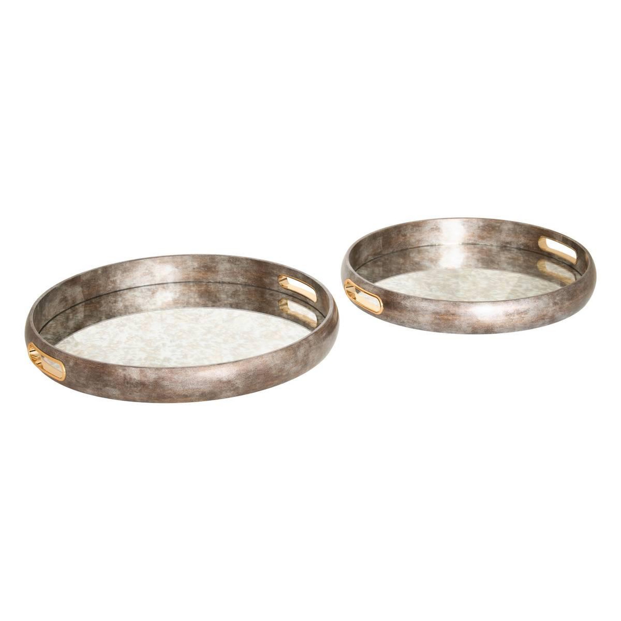 ATMOSPHERA Lot de 2 plateaux déco  zora  41cm argent