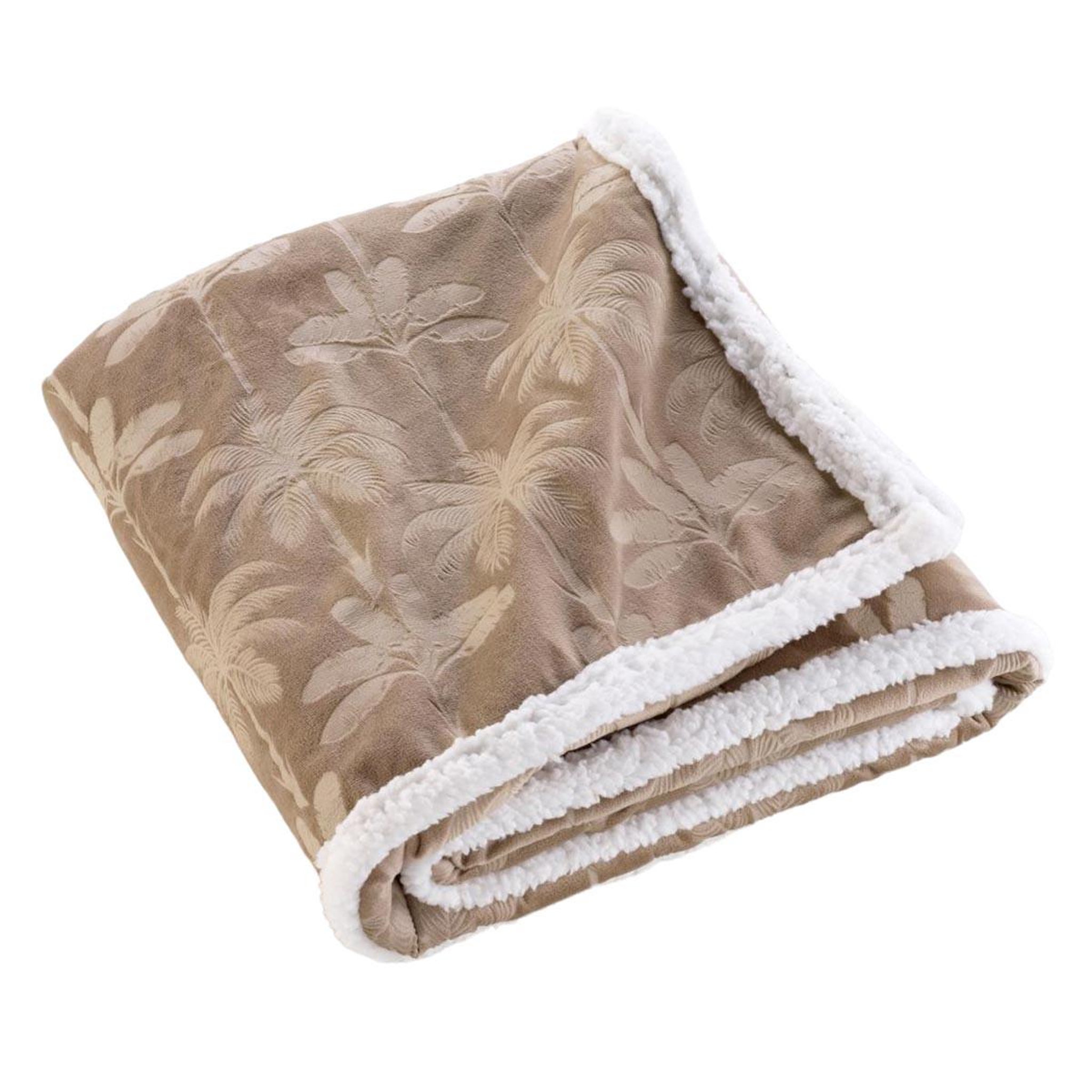 Douceur d'Intérieur Plaid imprimé en velours  palmys  125x150cm marron