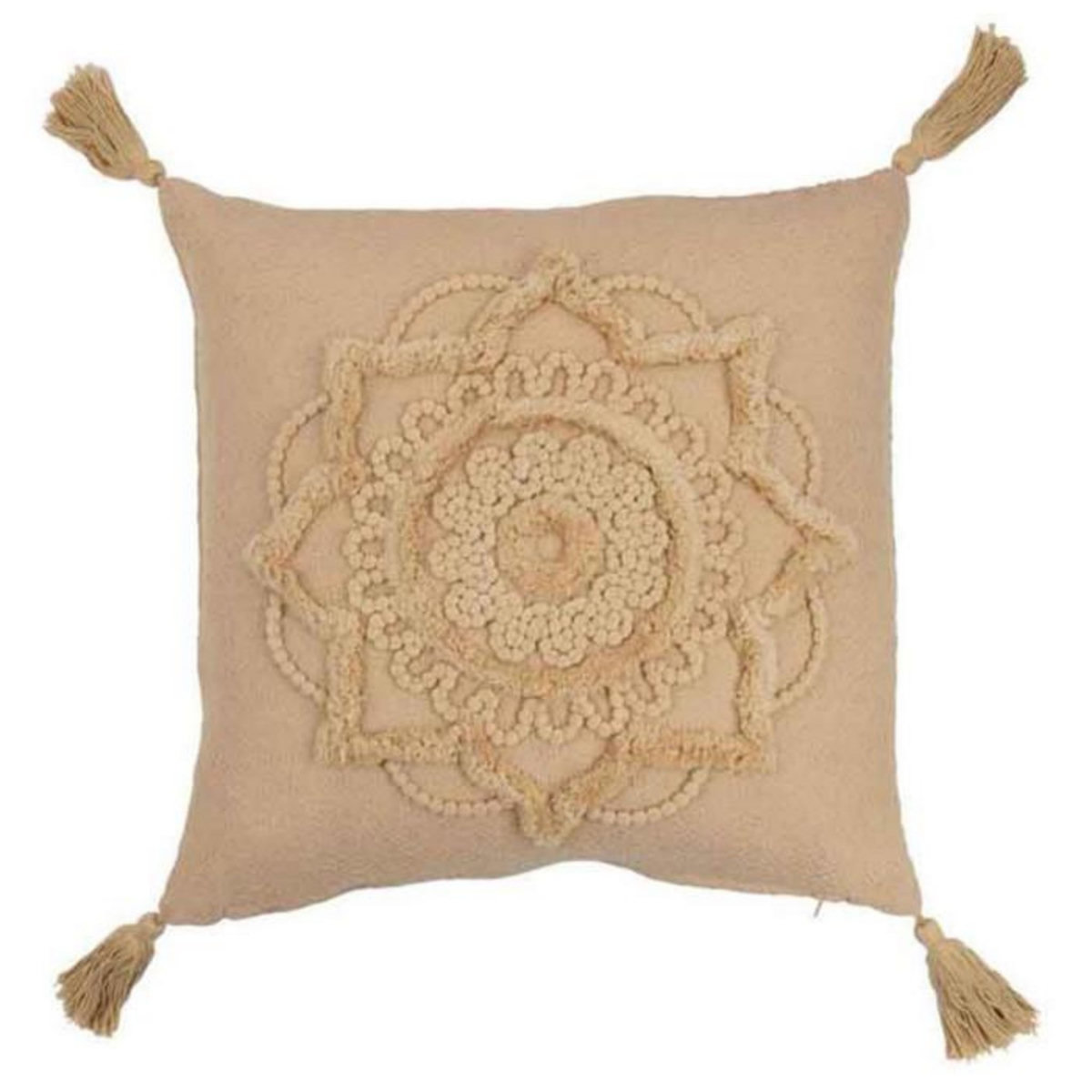 Paris Prix Coussin Déco  Fleur Floches  43x43cm Beige