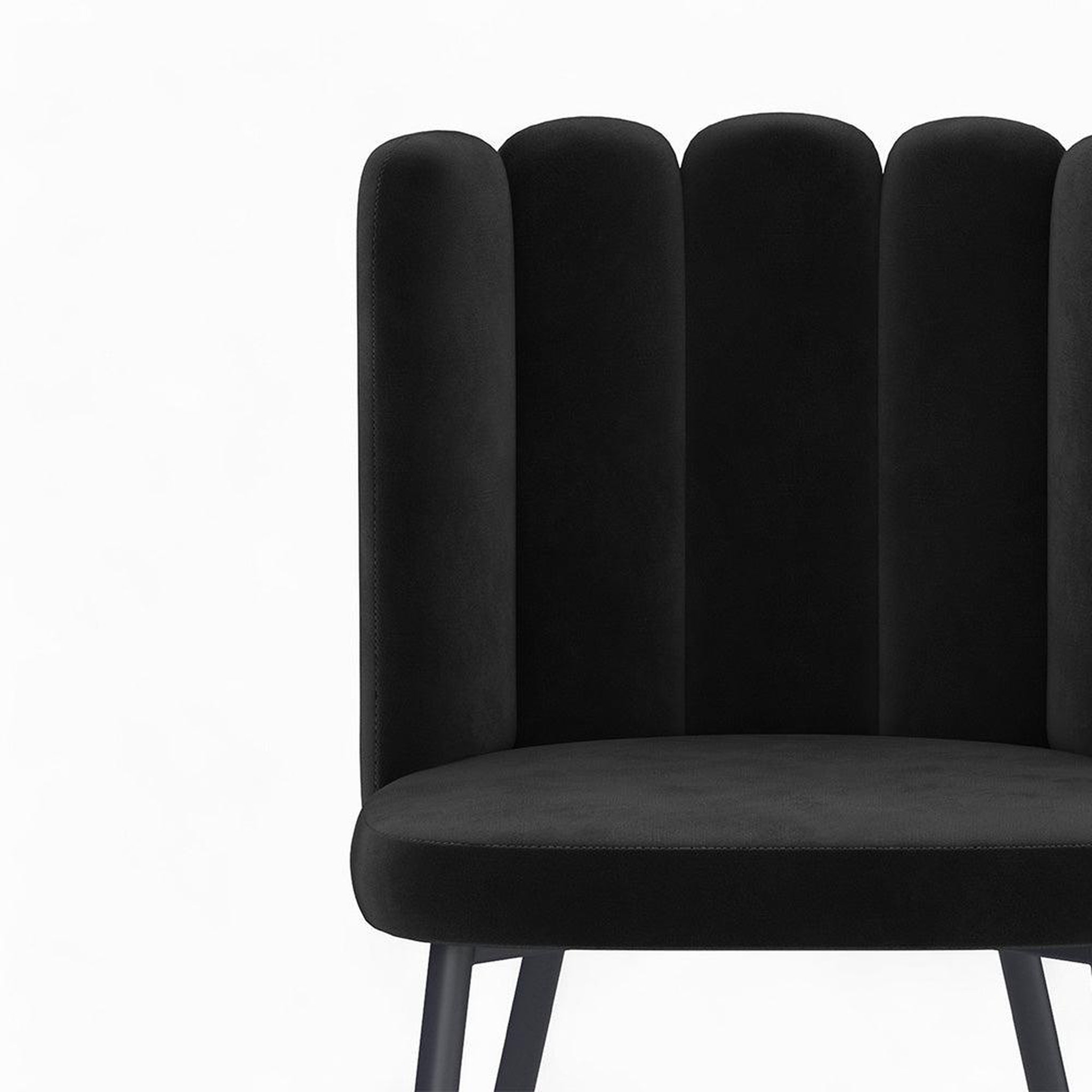 Voir la diapositive 6 : MAISON PAVANE Table et chaises 4 personnes en velours et bois noir-oman