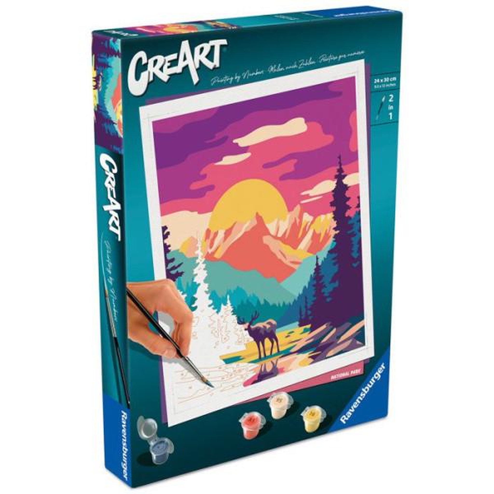 Voir la diapositive 2 : RAVENSBURGER Ravensburger – creart 24x30 cm – adulte – peinture par numéros – national park – loisir créatif – 12023148