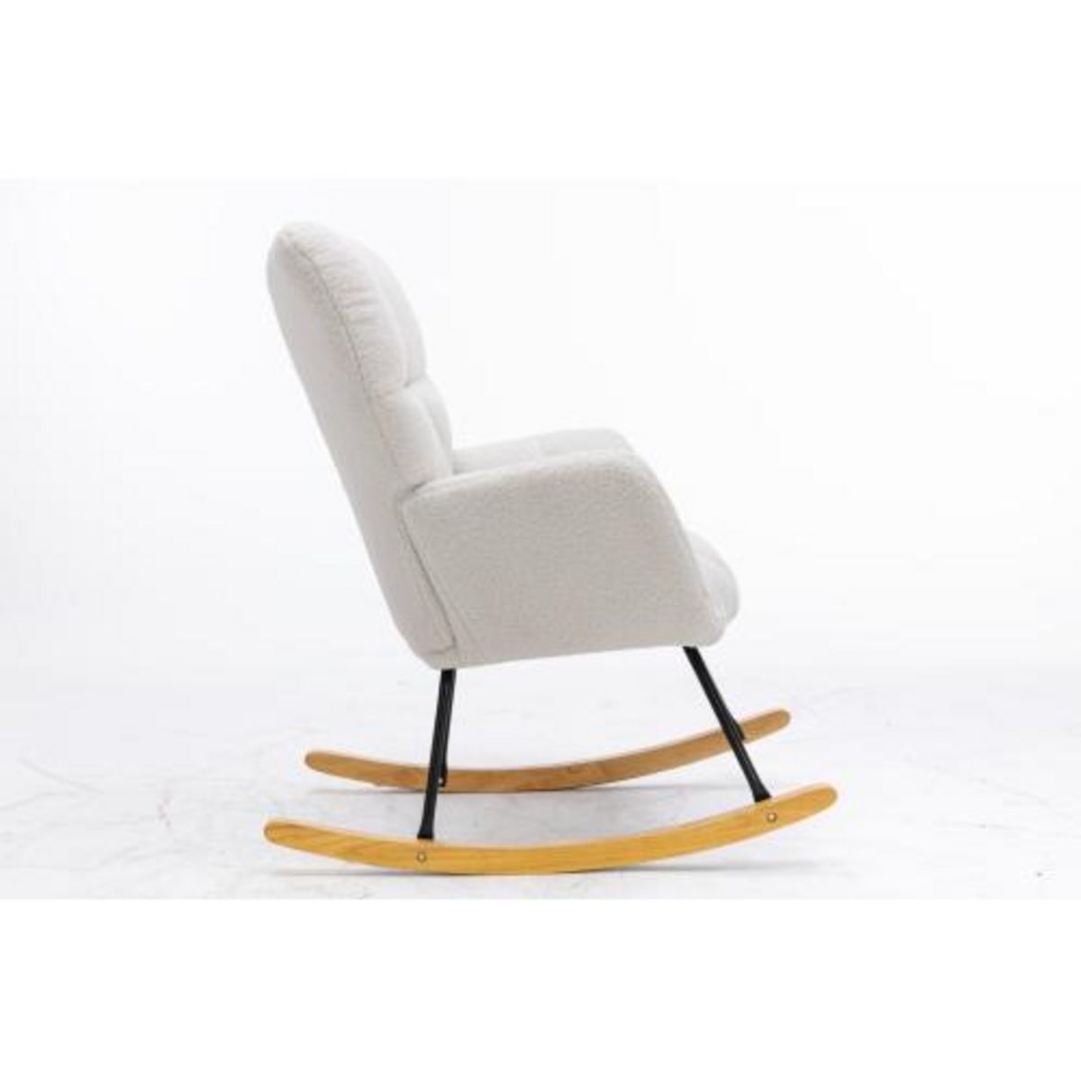 MERAX Fauteuil à Bascule Chaise à Bascule Rocking Chair Fauteuil Relax Teddy Blanc