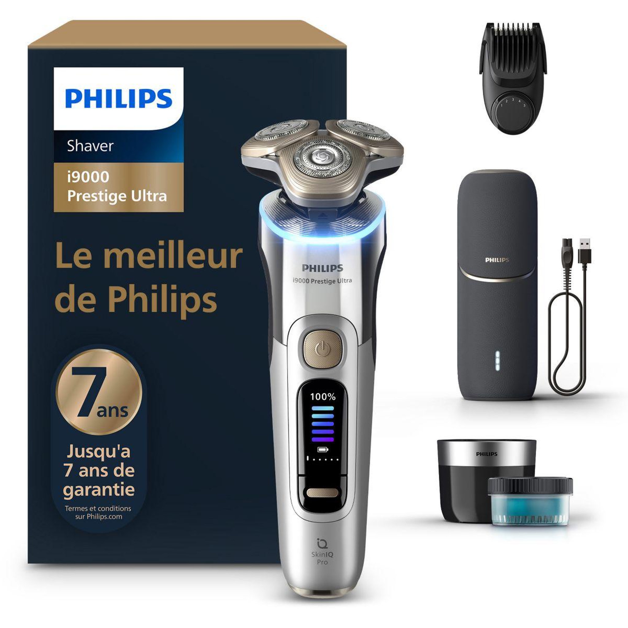 Voir la diapositive 1 : Philips Rasoir électrique xp9404/46 serie i9000 prestige ultra 100 % étanche avec skin iq et boitier de recharge uv