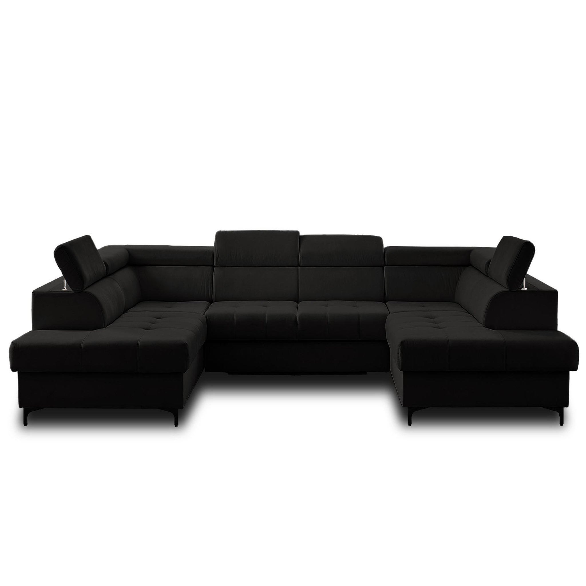 Voir la diapositive 6 : LISA DESIGN Merida - canapé panoramique en u - 7 places - convertible avec coffres et têtières réglables - en velours