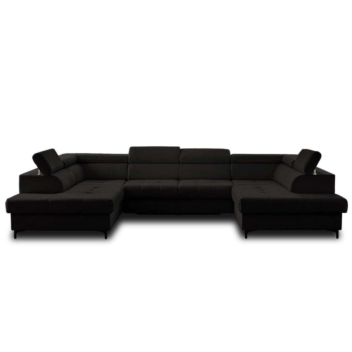 LISA DESIGN Merida - canapé panoramique en u - 7 places - convertible avec coffres et têtières réglables - en velours