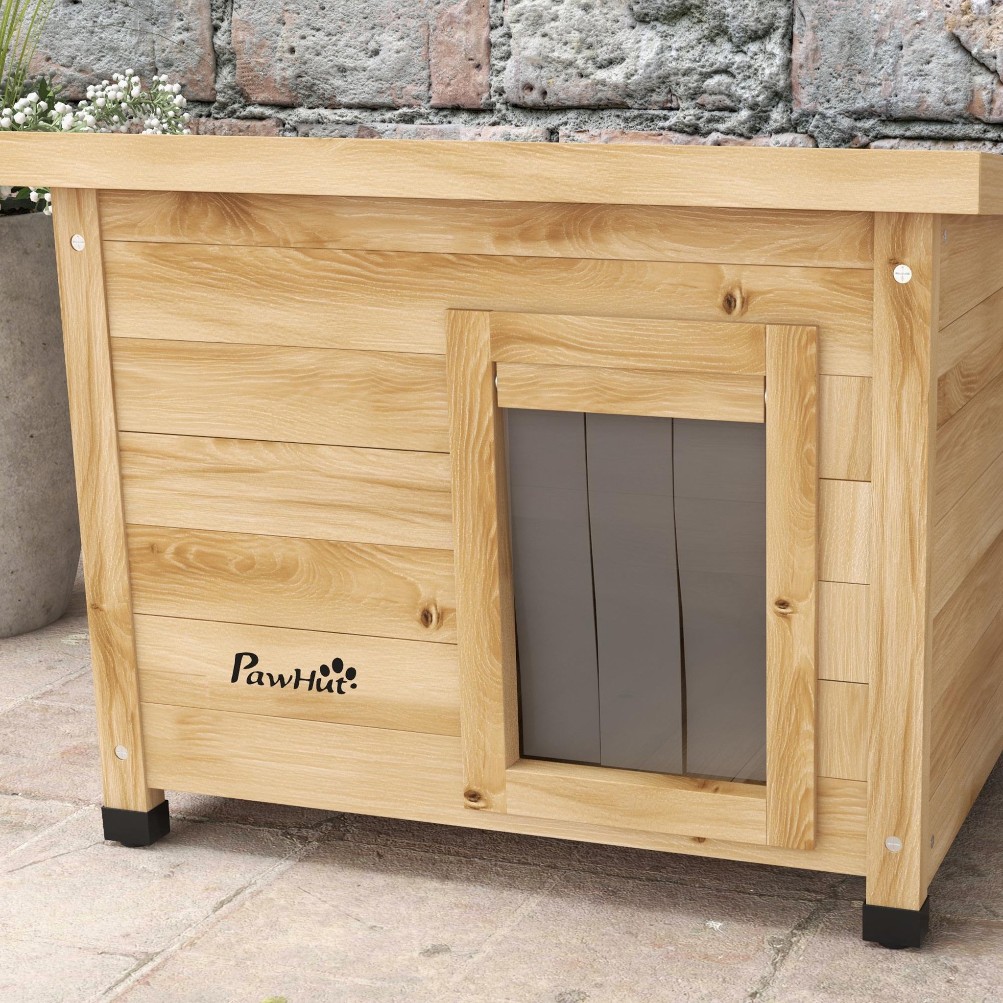 Voir la diapositive 5 : PAWHUT Maison pour chat niche extérieure en bois pré-huilé