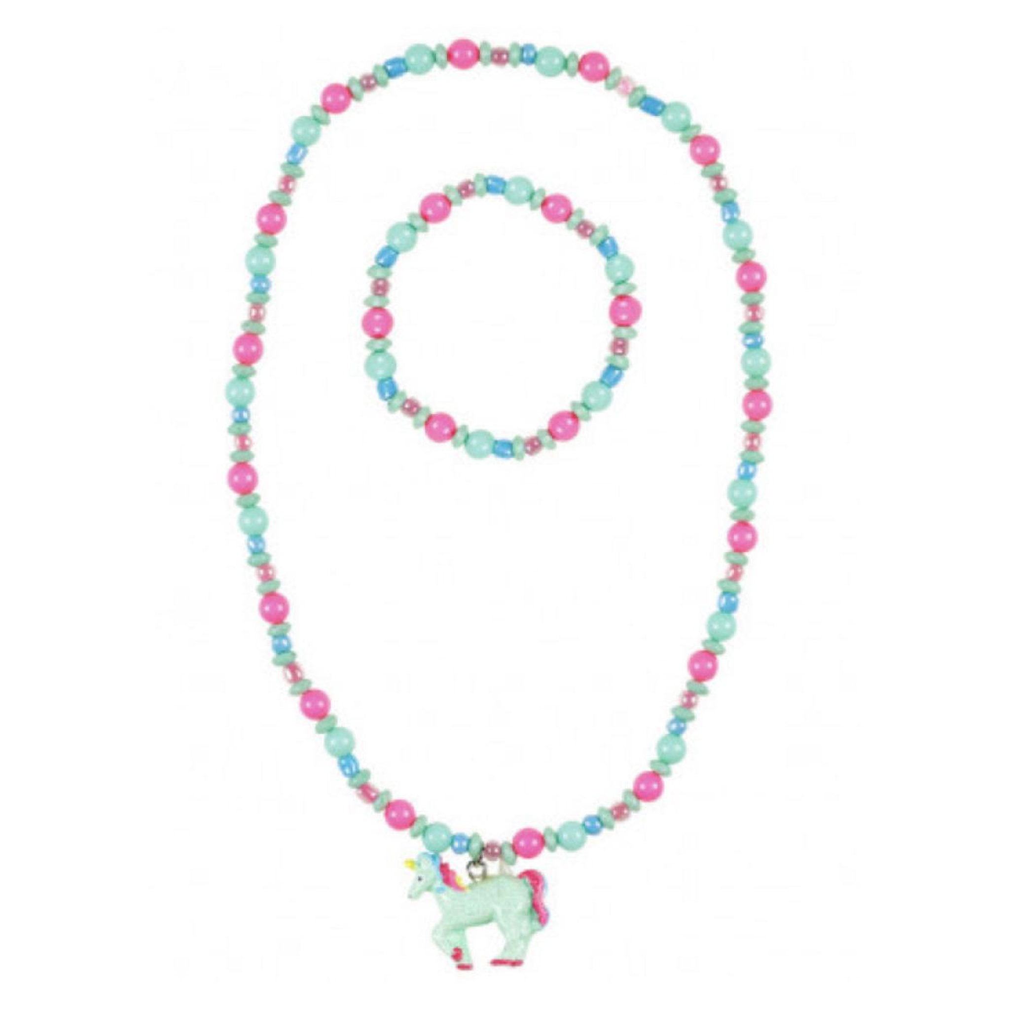 SOUZA collier et bracelet aike licorne rose-vert menthe
