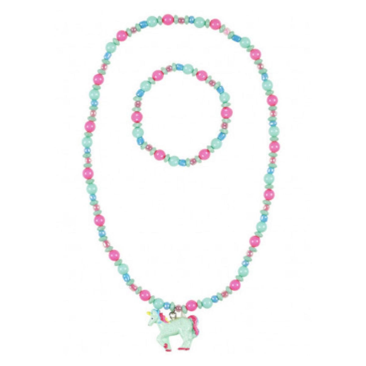 SOUZA collier et bracelet aike licorne rose-vert menthe