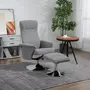 HOMCOM Fauteuil relax style contemporain - pivotant, dossier inclinable, repose-pied - piètement acier chromé tissu gris