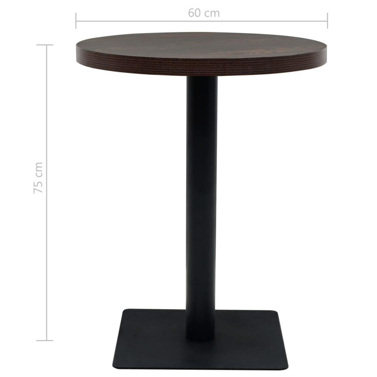 VIDAXL Table de bistro MDF et acier Rond 60 x 75 cm Frene fonce