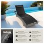Voir la diapositive 2 : tectake Bain de soleil en rotin résistant et anti-UV gris tacheté