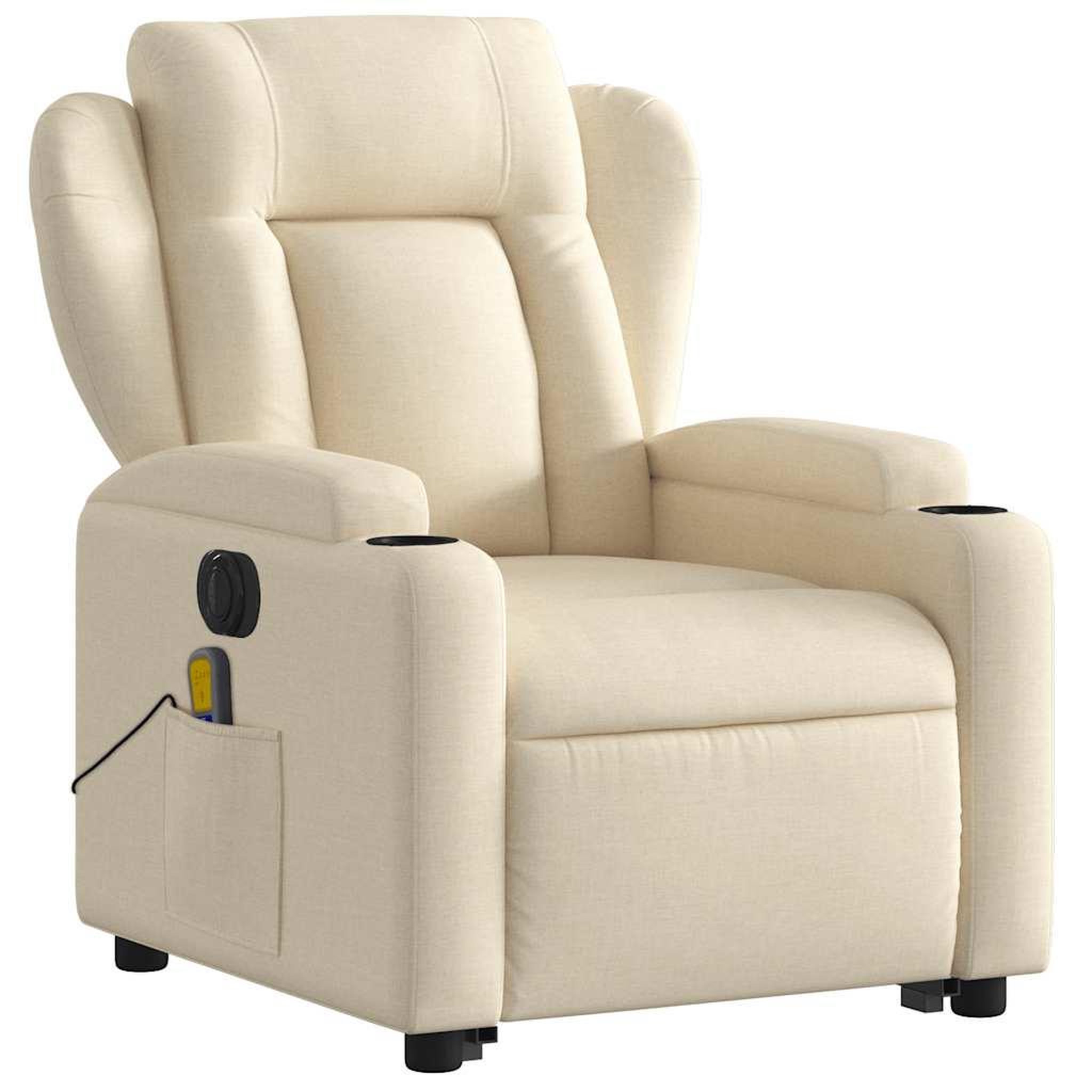 Voir la diapositive 4 : VIDAXL Fauteuil inclinable de massage electrique Creme Tissu