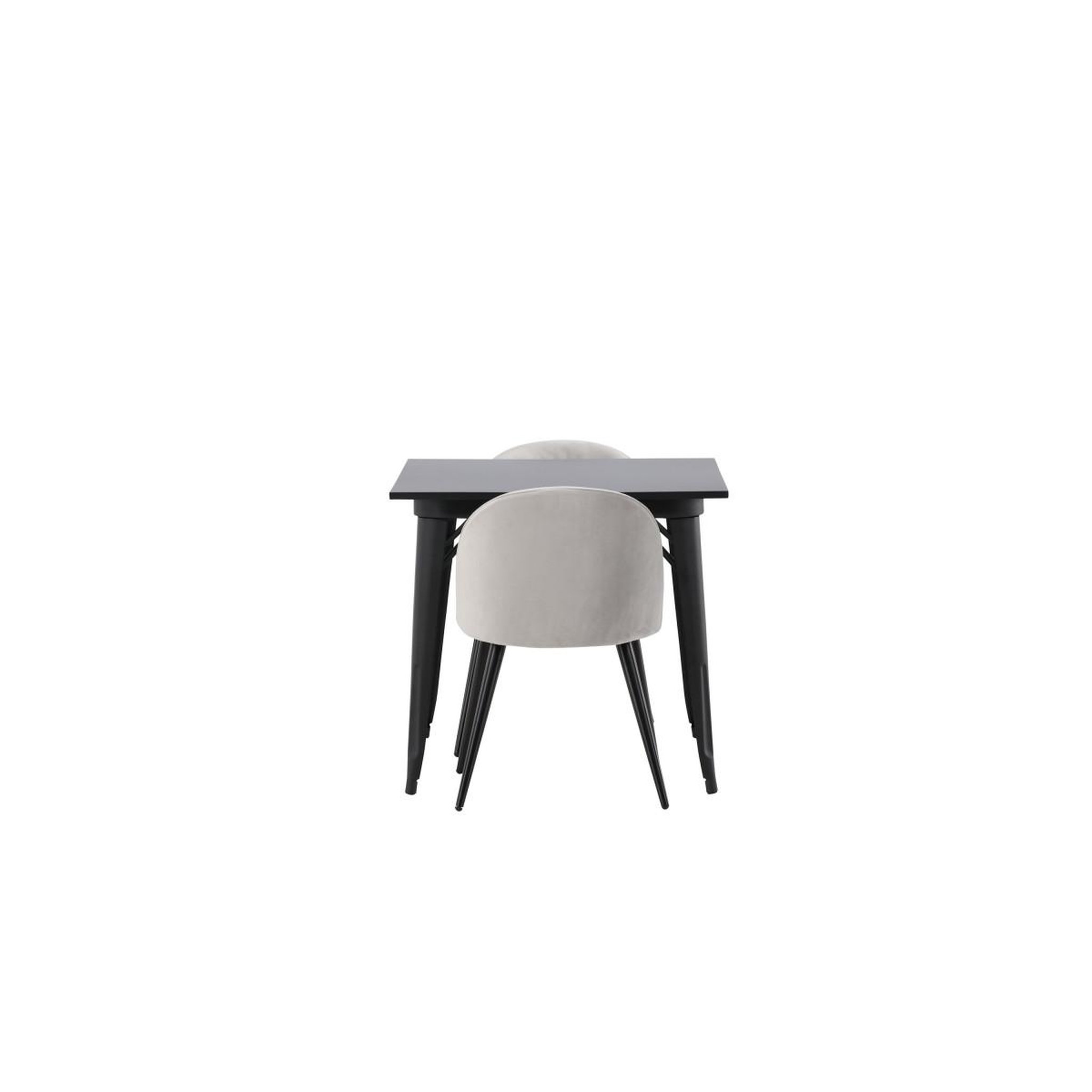 Voir la diapositive 3 : Paris Prix Ensemble table à manger & 2 chaises  tempe & velvet  80cm noir & gris