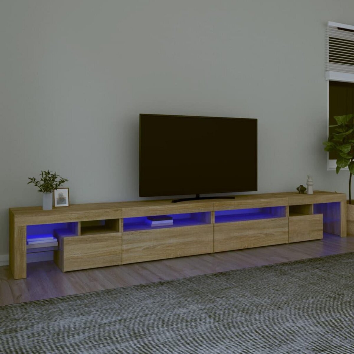 VIDAXL Meuble TV avec lumieres LED Chene sonoma 290x36,5x40 cm