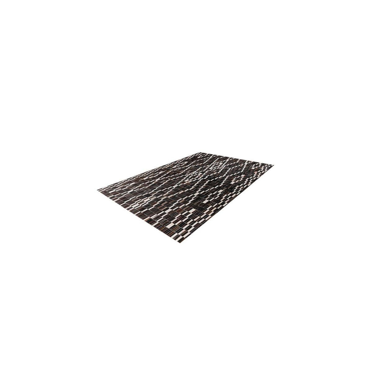 Paris Prix Tapis Fait Main en Cuir  Lavin  Noir & Blanc
