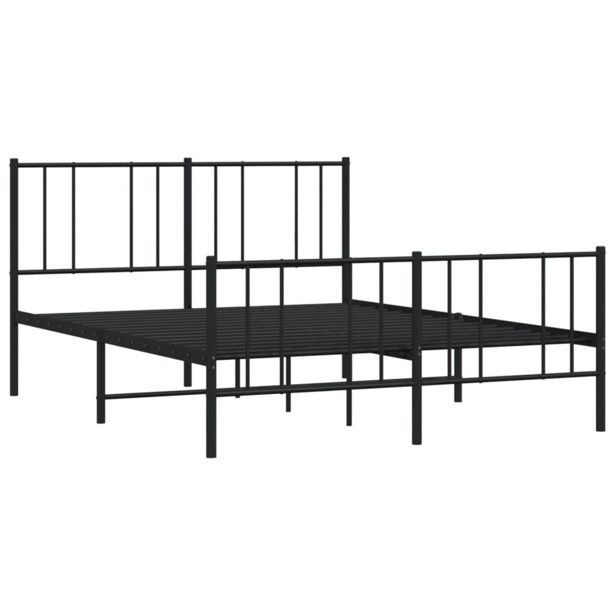 VIDAXL Cadre de lit metal sans matelas avec pied de lit noir 160x200cm