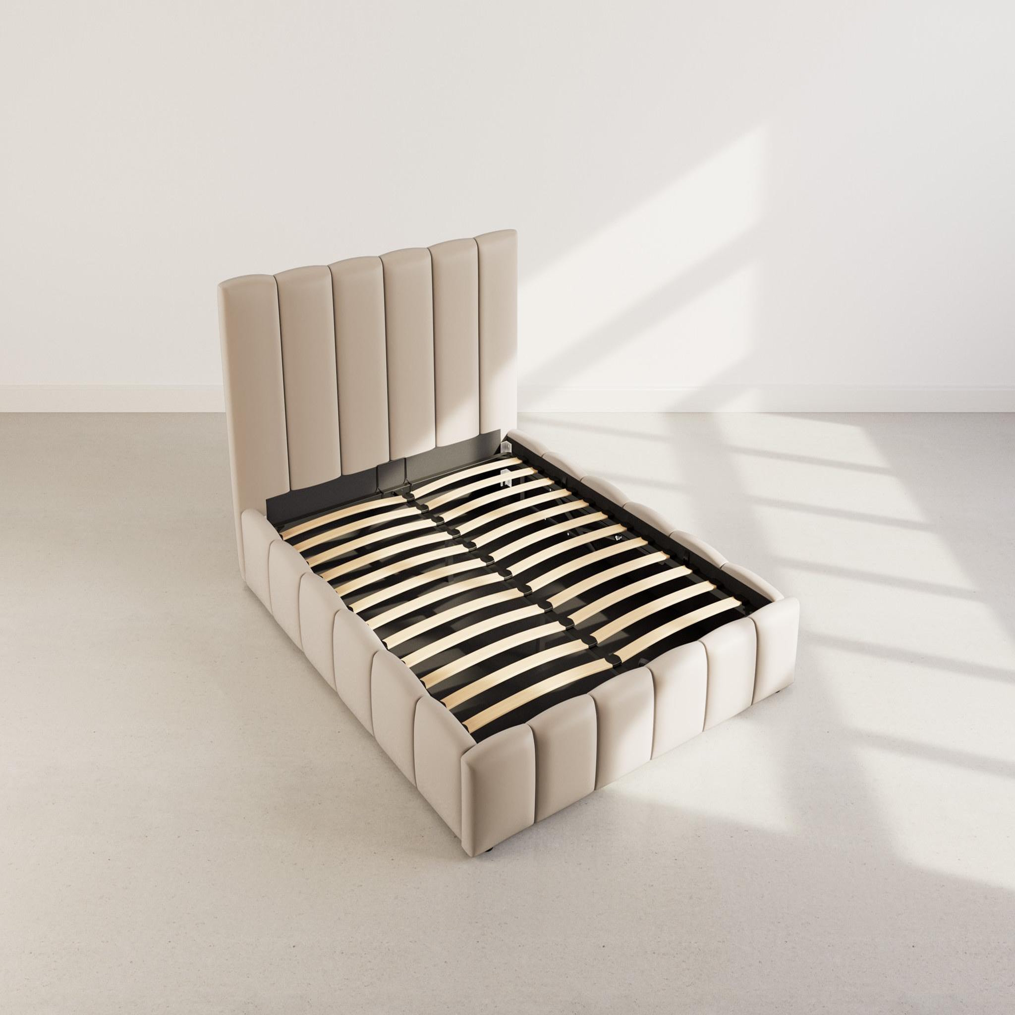 Voir la diapositive 5 : BEST MOBILIER Mermaid - lit coffre - 160x200 cm - en velours - sommier inclus