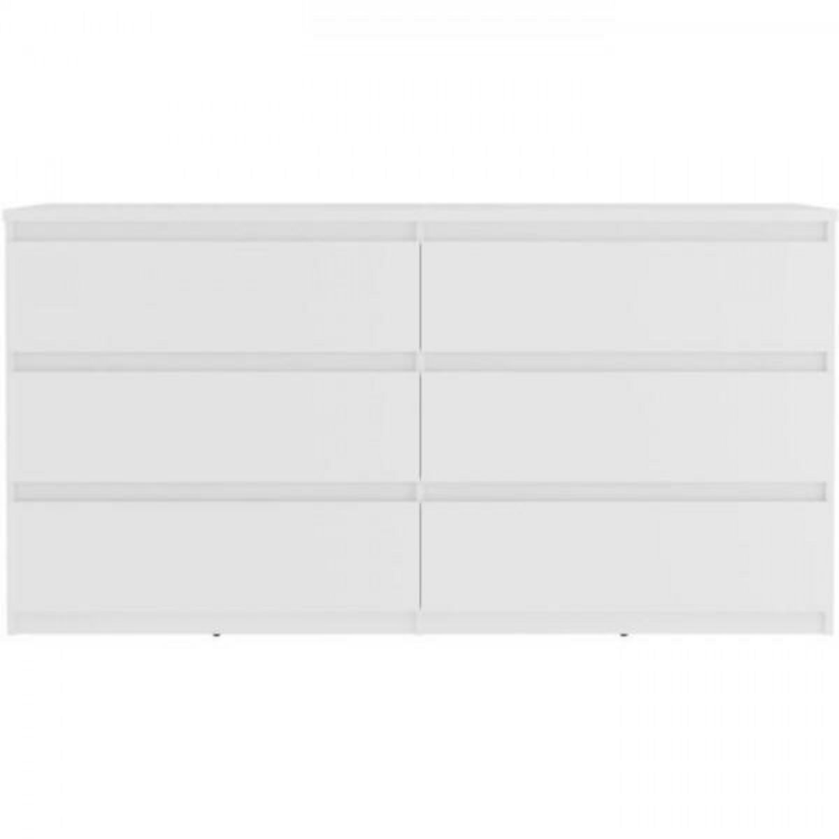 MARKET24 Commode CHELSEA 6 Tiroirs - Couleur blanc mat - L 154 x P 42,2 x H 79,9 cm