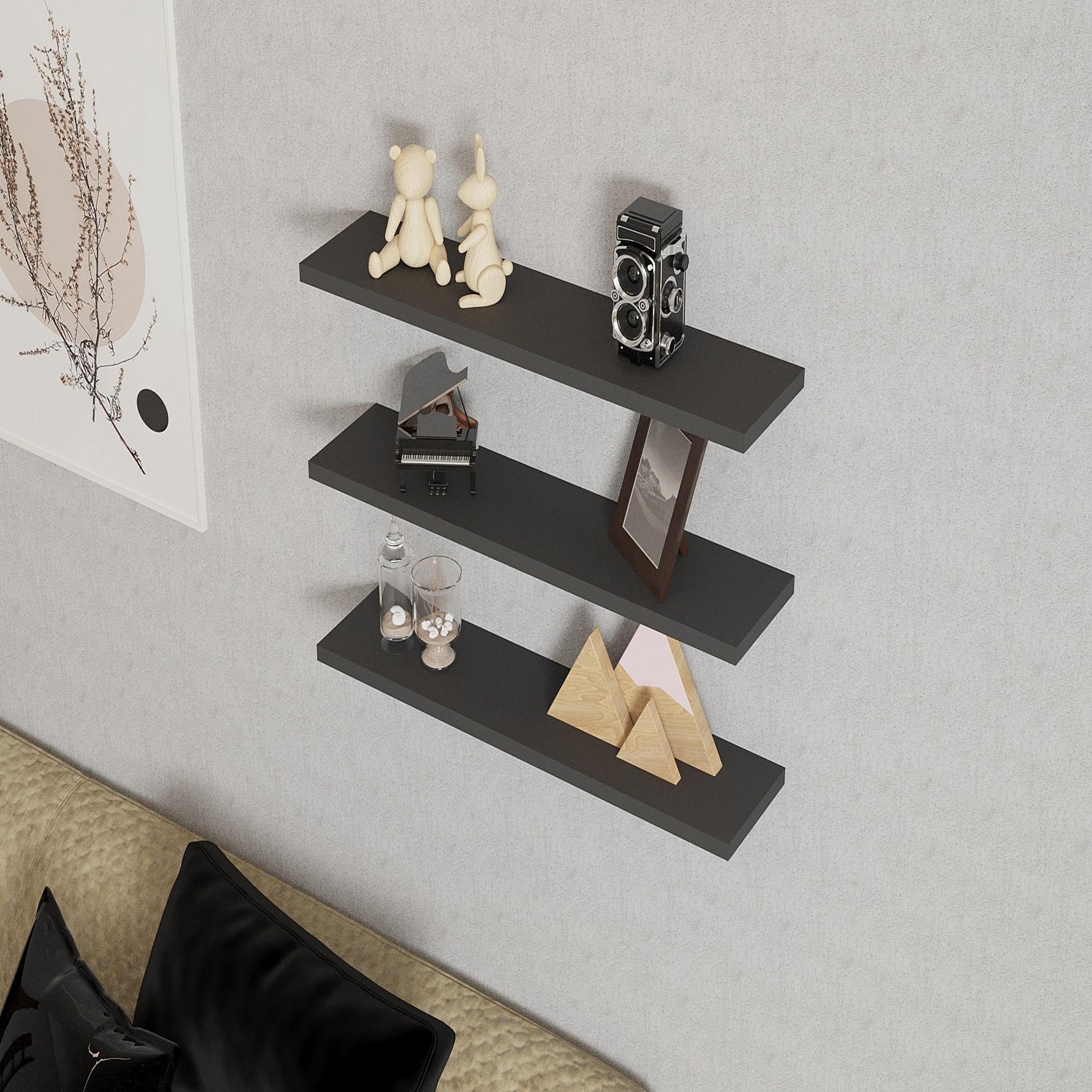 Voir la diapositive 3 : Habitat et Jardin Étagère murale en bois  boss  - 60 x 1 x 14 cm - anthracite