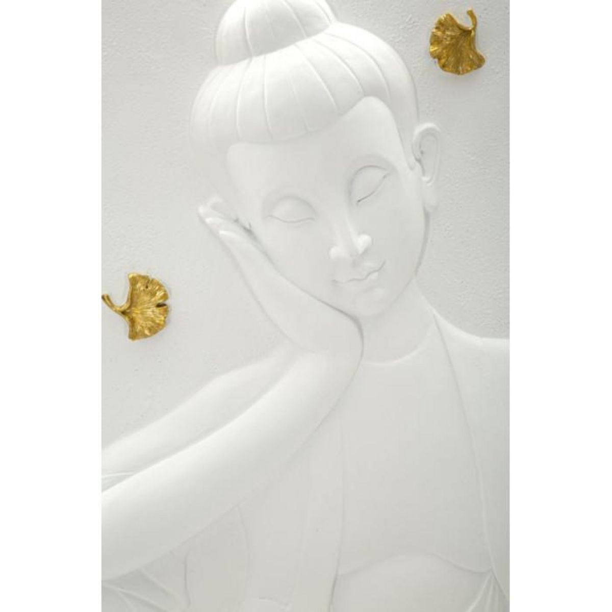 Paris Prix Décoration Murale en Résine  Bouddha  55cm Blanc & Or