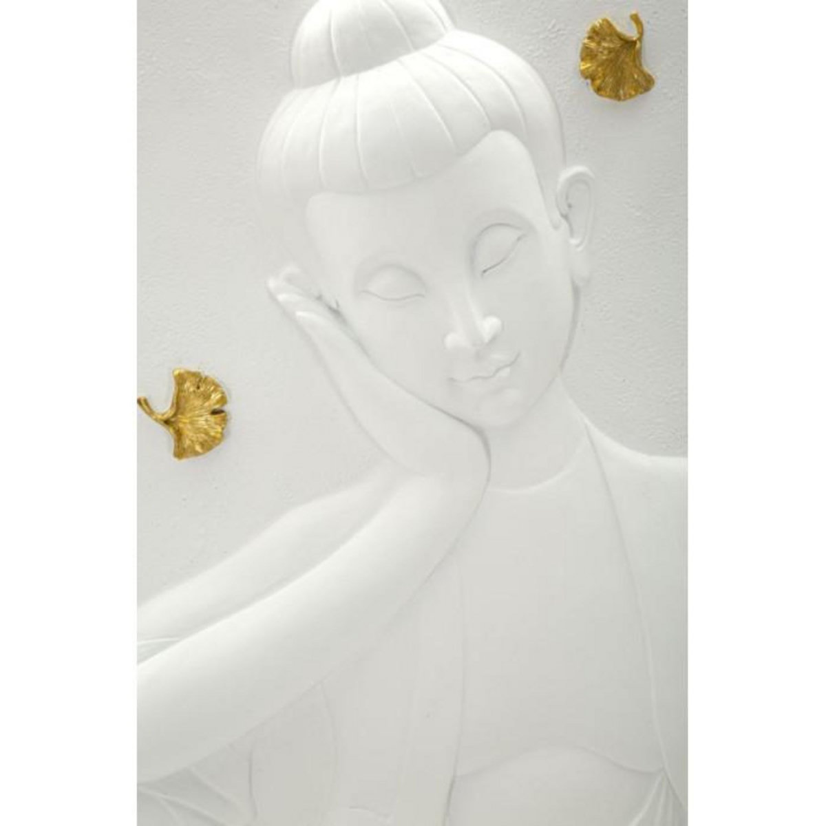 Paris Prix Décoration Murale en Résine  Bouddha  55cm Blanc & Or