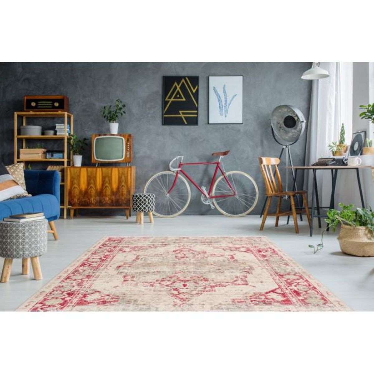 Paris Prix Tapis Vintage à Poils Courts  Baroque I  Multicolore