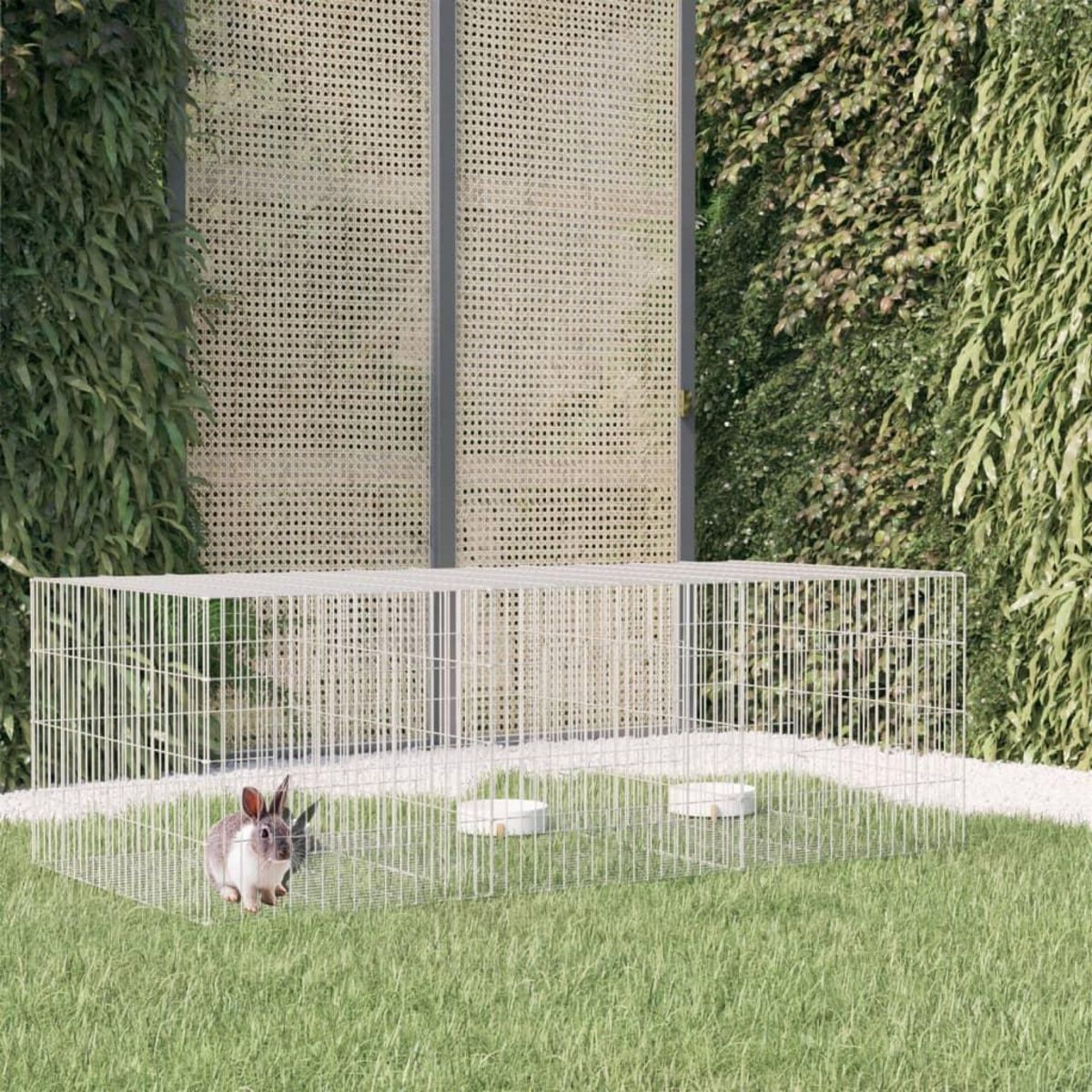 VIDAXL Cage a lapin 3 panneaux 163x79x54 cm Fer galvanise