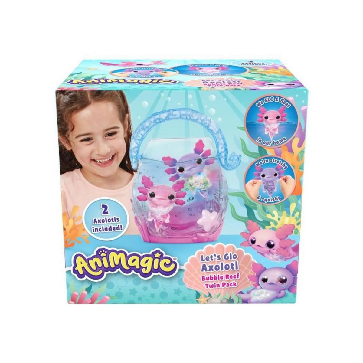 GOLIATH Animagic - GOLIATH - Pack double Axolotl - Aquarium a bulles - Rose / Violet - Des 4 ans