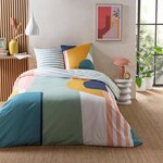FUTURE HOME Parure de lit 2 personnes géométrique à rayures. Coloris disponibles : Multicolore