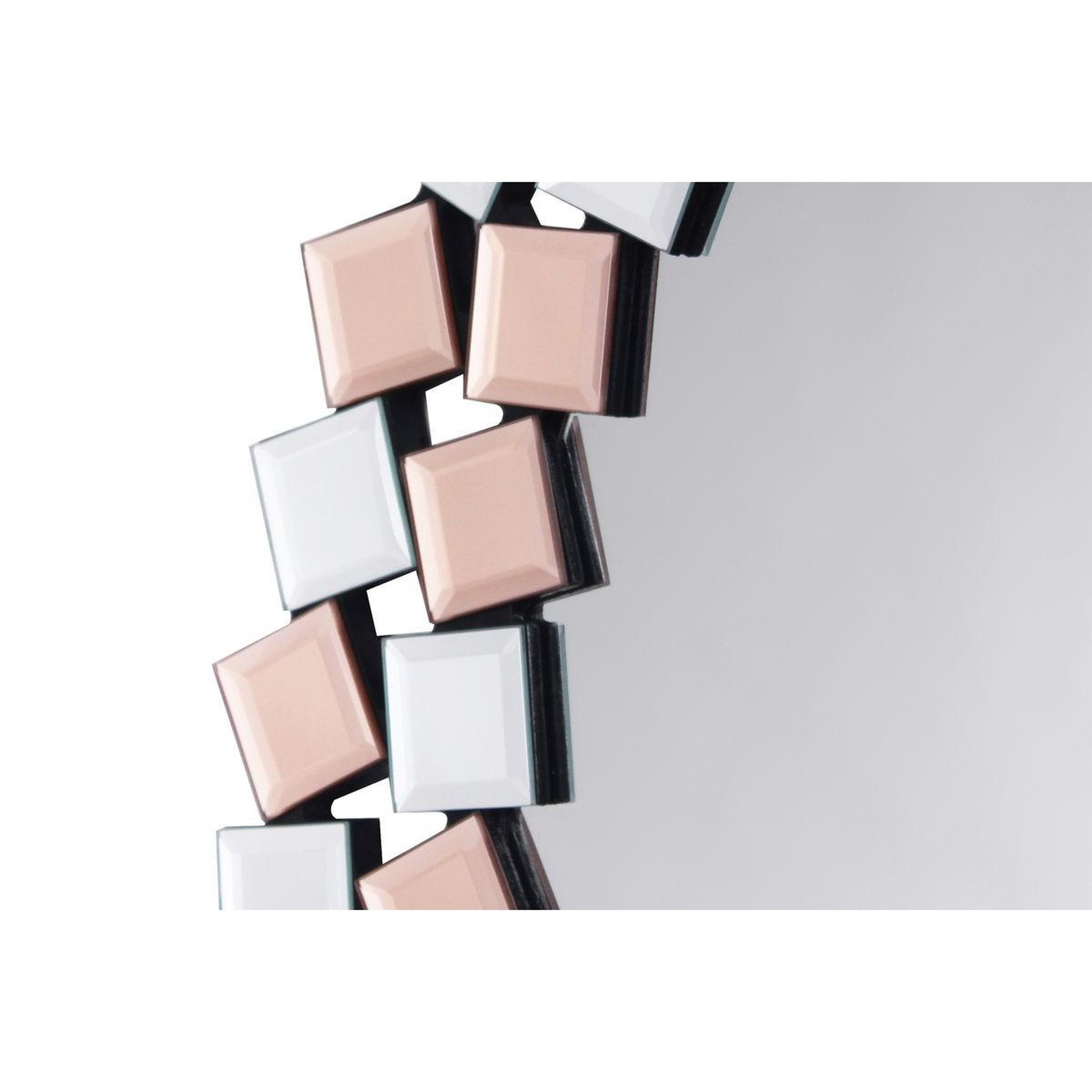 Voir la diapositive 2 : Paris Prix Miroir Mural Design  Mosaic  80cm Argent & Rose