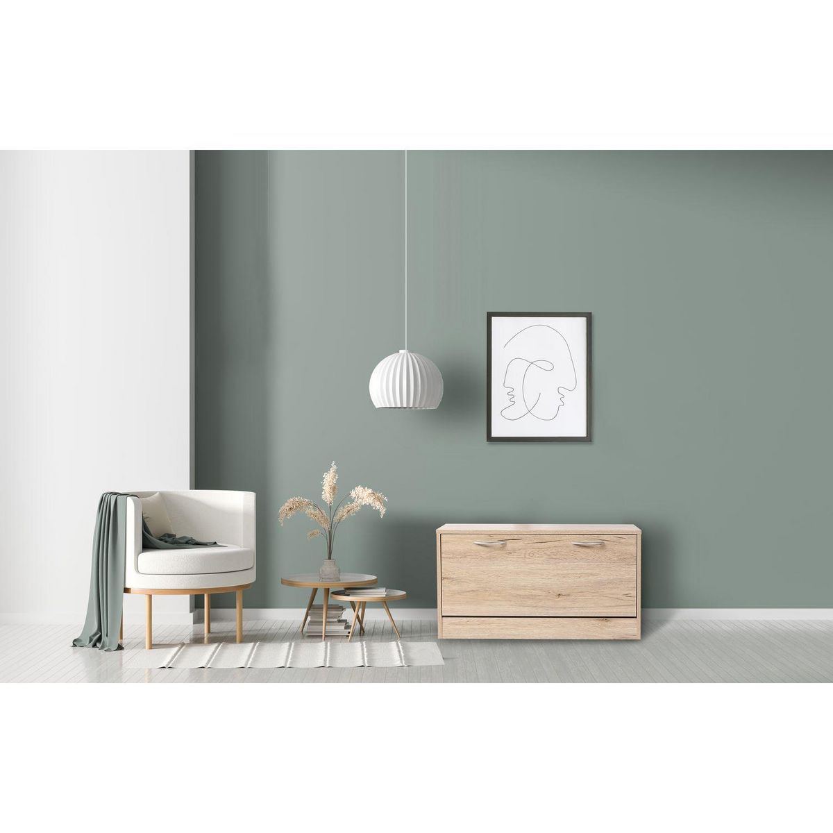 TOILINUX Meuble à chaussures - 1 Porte Pratik - Hauteur 42 cm - Bois clair