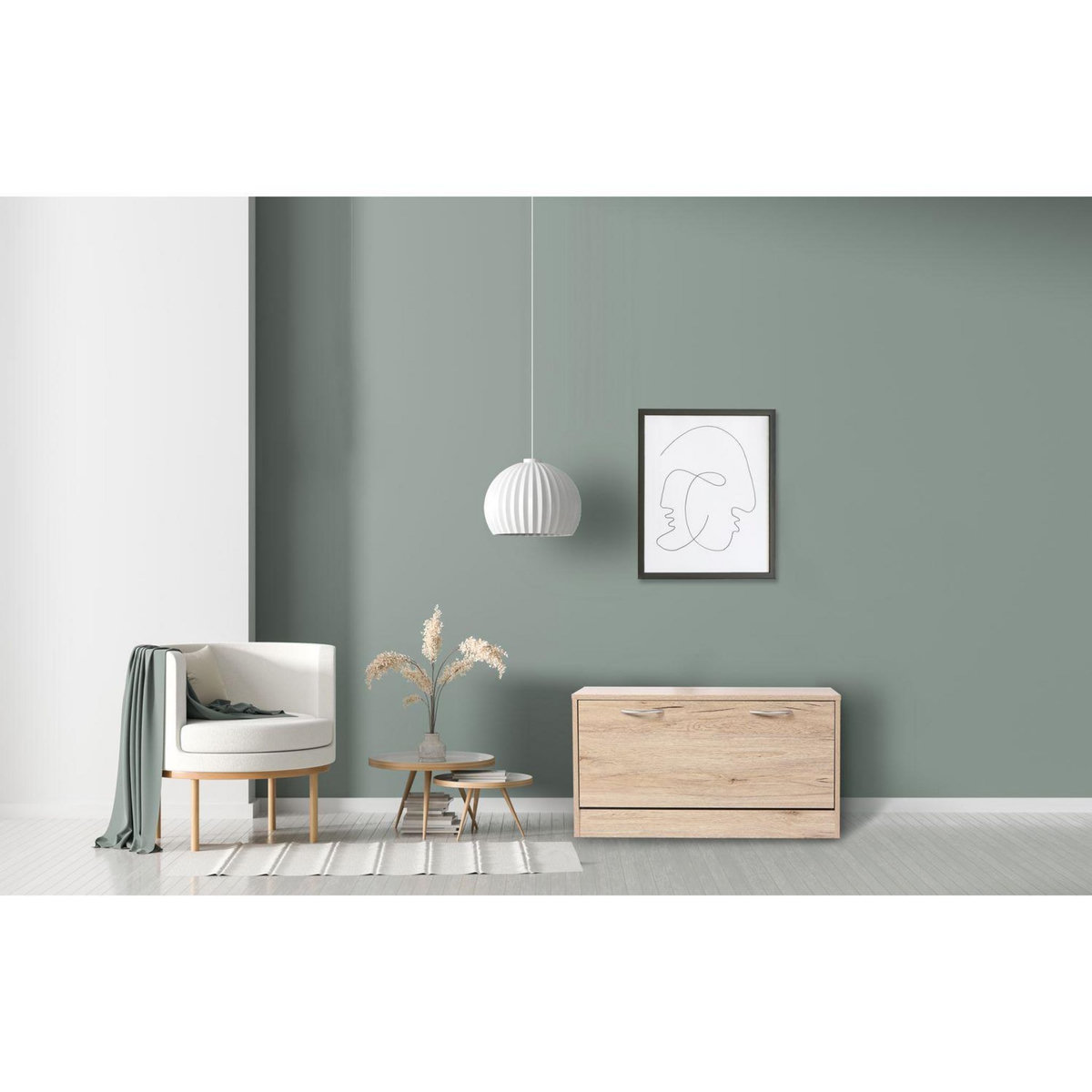 TOILINUX Meuble à chaussures - 1 Porte Pratik - Hauteur 42 cm - Bois clair