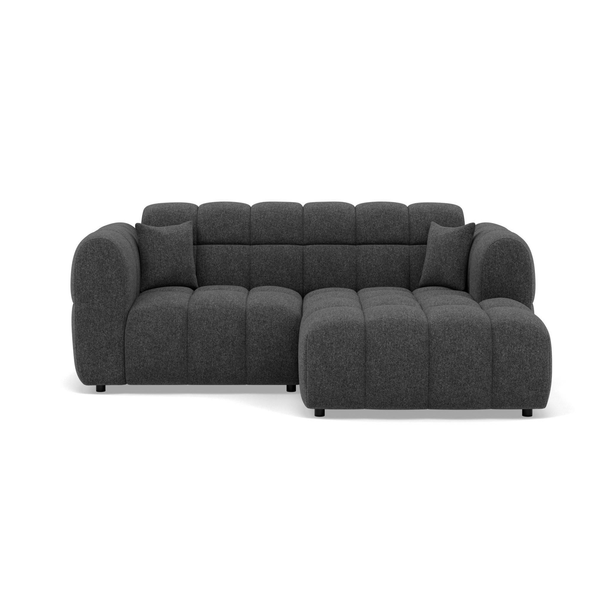 Voir la diapositive 1 : BEST MOBILIER Mini ray - canapé d'angle droit 4 places en tissu texturé