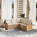 VIDAXL Salon de jardin avec coussins 5 pcs beige resine tressee